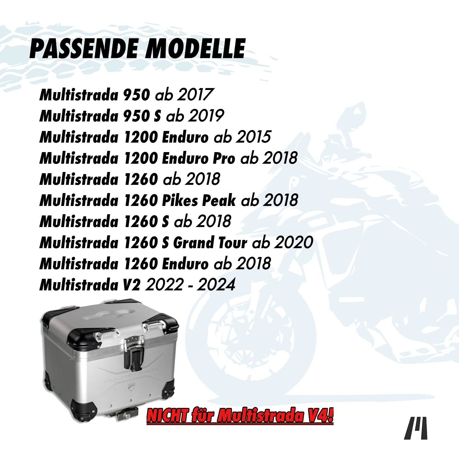 Innentasche für Ducati Multistrada Alu Topcase